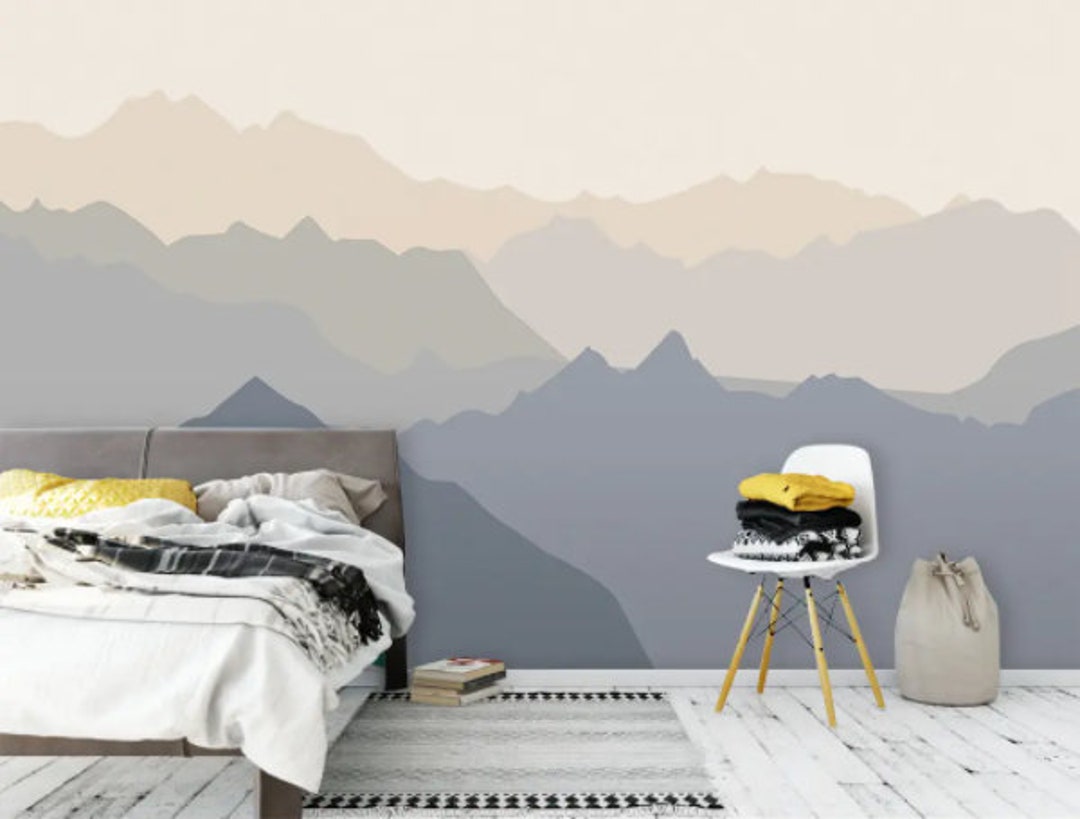 Abstract Mountain Wallpaper Mural: Peel and Stick Fabric, Reusable - Etsy