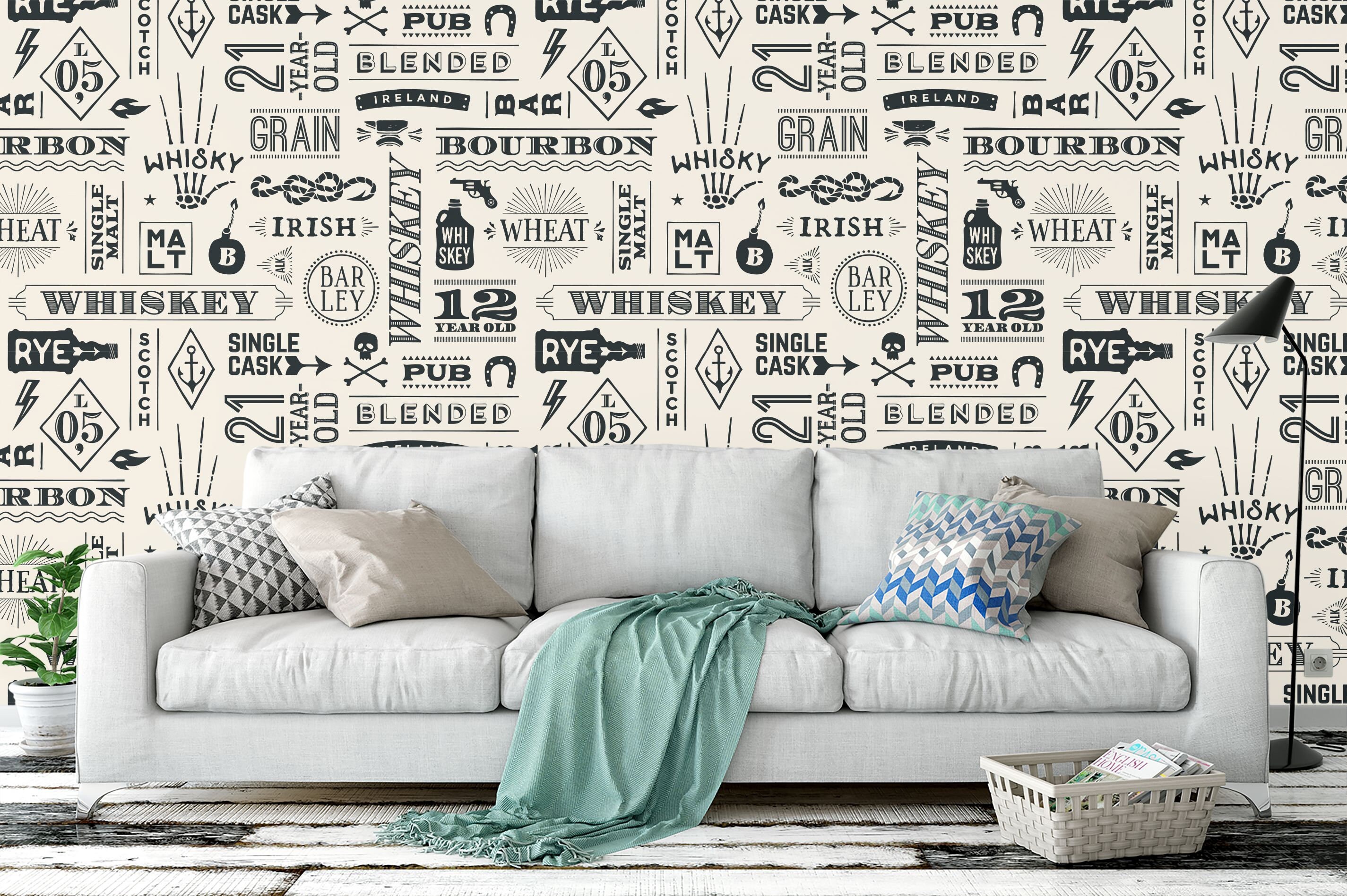 Whisky Bar Beige Wallpaper Mural: Peel and Stick Fabric Wall Art - Etsy