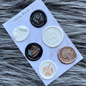 Jeu d'autocollants de timbres de cire auto-adhésifs de livre d'inspiration Divine Rivals Rebecca Ross Fantasy