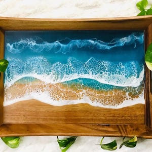 Custom Ocean Resin Serving Tray/ Resin Waves/Made To Order/ Functional Gift/ Resin Tray/ Unique Gift/Circle Tray/Rectangle Tray