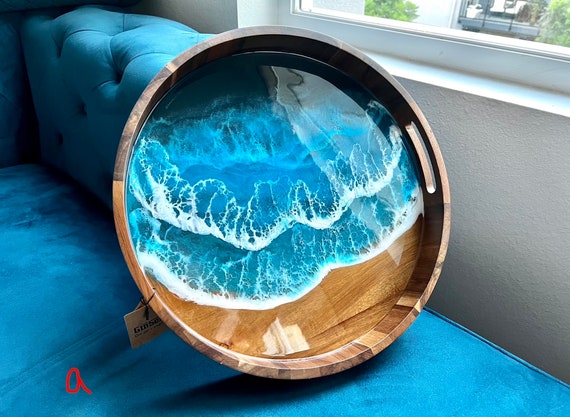 Handmade Japanese Resin Wood Tea Tray & Coaster