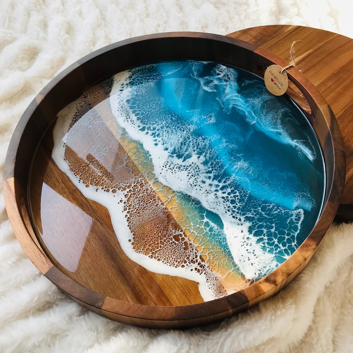 Custom Ocean Resin Serving Tray / Ocean Coasters/Resin Waves/ Etsy