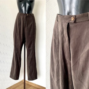 High Waist Women&#39;s Moss Green Vintage 90s Pleated Pants Summer Light Regular Fit Office Wear Pants Peg Leg Boyfriend Tapered Trousers Size L