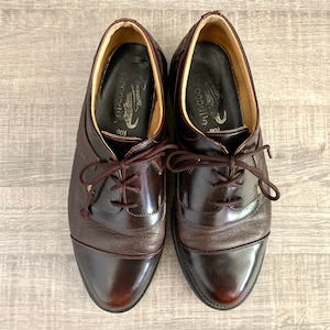 1990s Vintage Lacoste Men's Brown Leather Crocodile Brand Brogue Formal Oxford Lacing Shoes Men's Lacoste Designer Shoes Eu 41,5 /US 8,5 image 6
