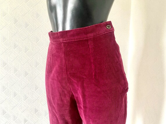 90s Pink Stirrup Pants High Waist Corduroy Pants … - image 4