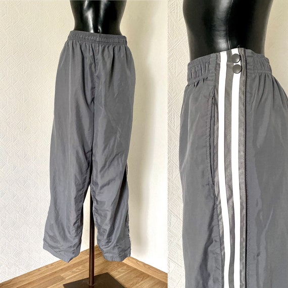 Pants Retro Running Basketball 80s Warm up Sportswear Breakaway Snap up the  Leg Athletic Workout Hiphop Joggers Gray White Stripes Trousers 