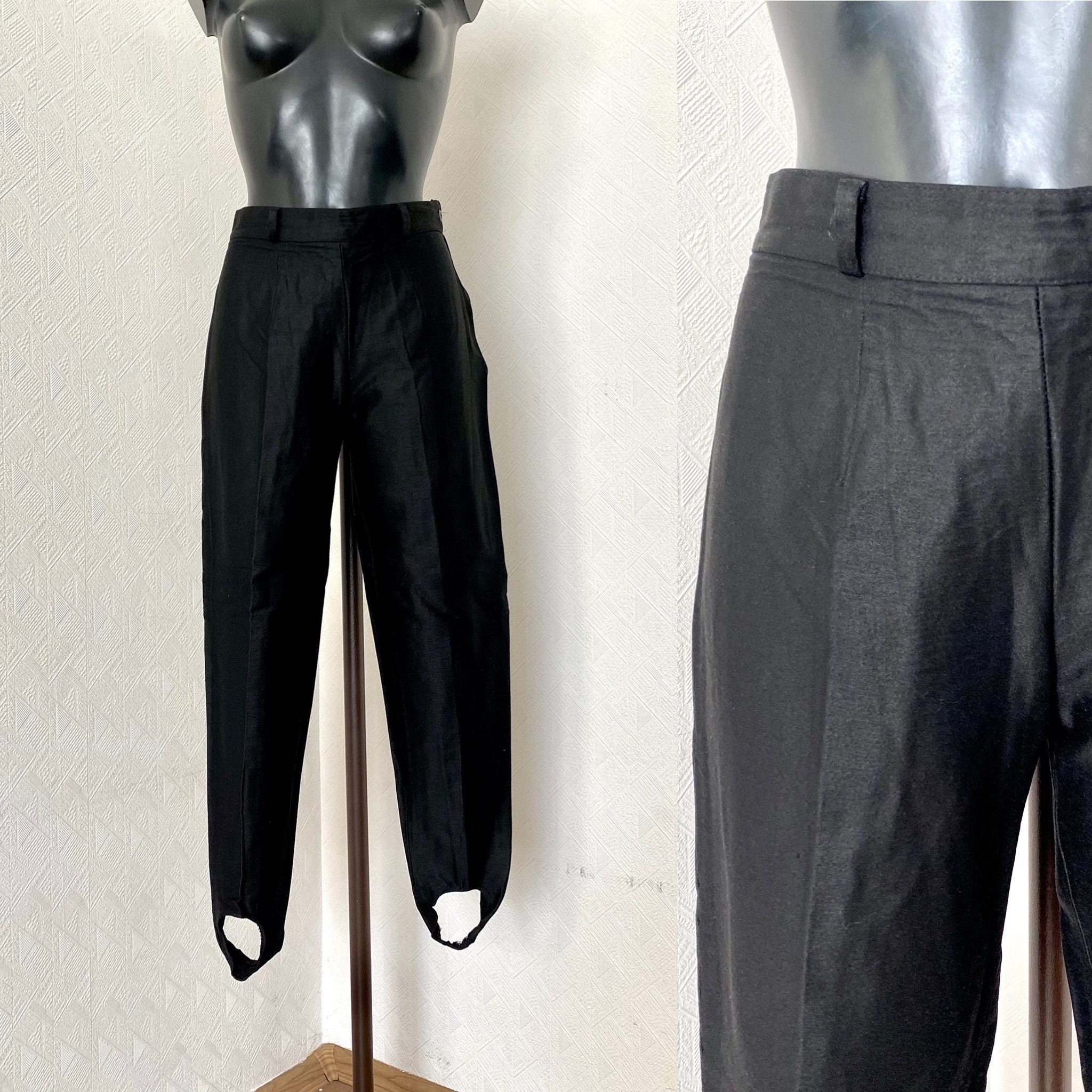 希少❤️ 60s〜80s EUR vintage wide slacks opti Gold Stirrup Pants 80s Metallic Leggings Sparkly High