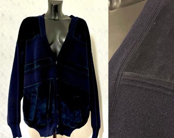 Cárdigan de lana para oficina para hombre Cárdigan de punto a rayas azul marino Chaqueta de punto Suéter con botones Cárdigan de invierno con cuello en V Fabricado en Finlandia Talla XXL