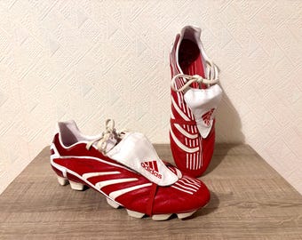 Vintage Adidas Predator Absolute 2006 Red and White Powerswerve SG Soccer Football Boots Size 47 US 12,5/ UK 12 check measurements below.
