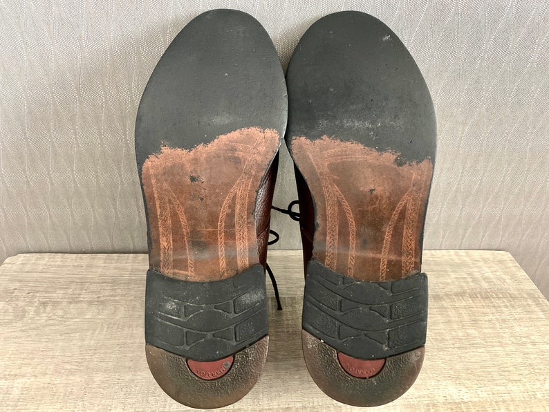 1990s Vintage Lacoste Men's Brown Leather Crocodile Brand Brogue Formal Oxford Lacing Shoes Men's Lacoste Designer Shoes Eu 41,5 /US 8,5 image 10
