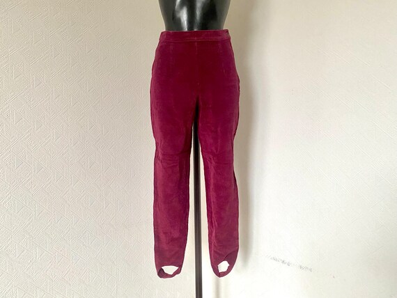 90s Pink Stirrup Pants High Waist Corduroy Pants … - image 2