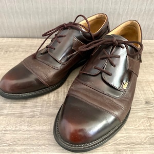 1990s Vintage Lacoste Men's Brown Leather Crocodile Brand Brogue Formal Oxford Lacing Shoes Men's Lacoste Designer Shoes Eu 41,5 /US 8,5 image 4