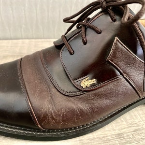 1990s Vintage Lacoste Men's Brown Leather Crocodile Brand Brogue Formal Oxford Lacing Shoes Men's Lacoste Designer Shoes Eu 41,5 /US 8,5 image 8