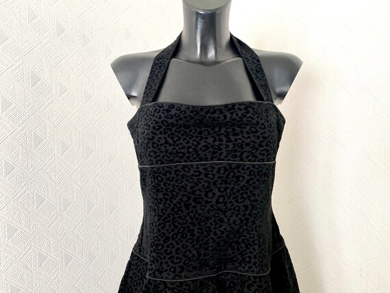 80s Vintage Prom Dress Retro Party Black Animal P… - image 3