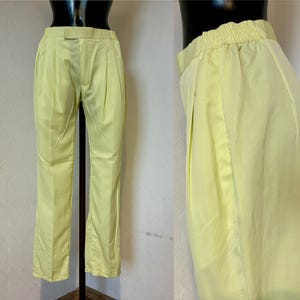 90&#39;s Vintage High Waist Electro Green Pants Peg Leg Summer Trousers Pegged Tapered Straight Boxed Bright Green Pants Hipster Grunge Size S/M