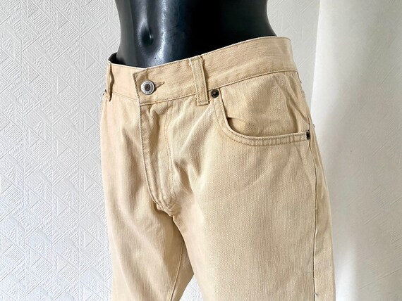 Vintage 90's Low Waist Men's Beige Denim Jeans MC… - image 4