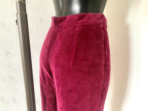 90s Pink Stirrup Pants High Waist Corduroy Pants … - image 9