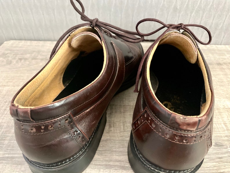 1990s Vintage Lacoste Men's Brown Leather Crocodile Brand Brogue Formal Oxford Lacing Shoes Men's Lacoste Designer Shoes Eu 41,5 /US 8,5 image 9