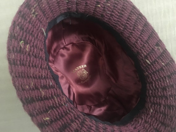 Vintage Women's Derby Purple Knitted Hat Black Ro… - image 6