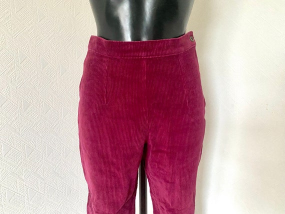 90s Pink Stirrup Pants High Waist Corduroy Pants … - image 3