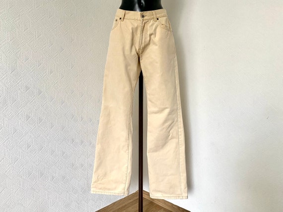 Vintage 90's Low Waist Men's Beige Denim Jeans MC… - image 2