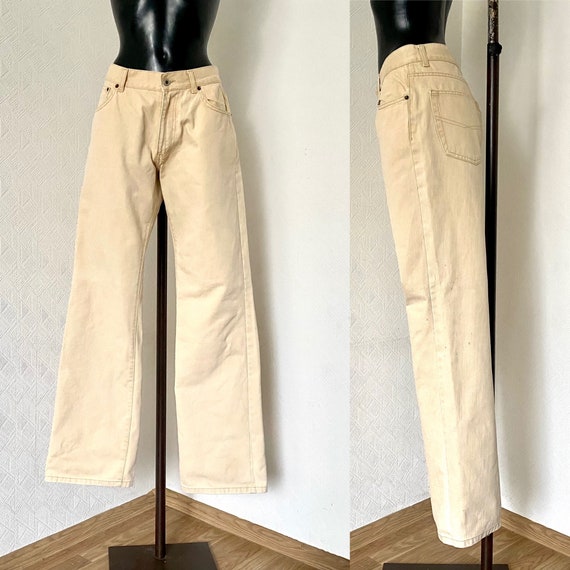 Vintage 90's Low Waist Men's Beige Denim Jeans MC… - image 1