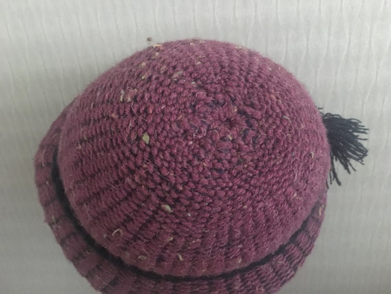 Vintage Women's Derby Purple Knitted Hat Black Ro… - image 3
