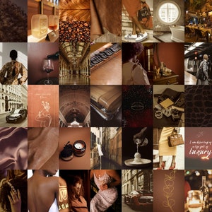 Brown Luxe Photo Collage Kit Wall Collage 50 Pcs Aesthetic room decor image 1