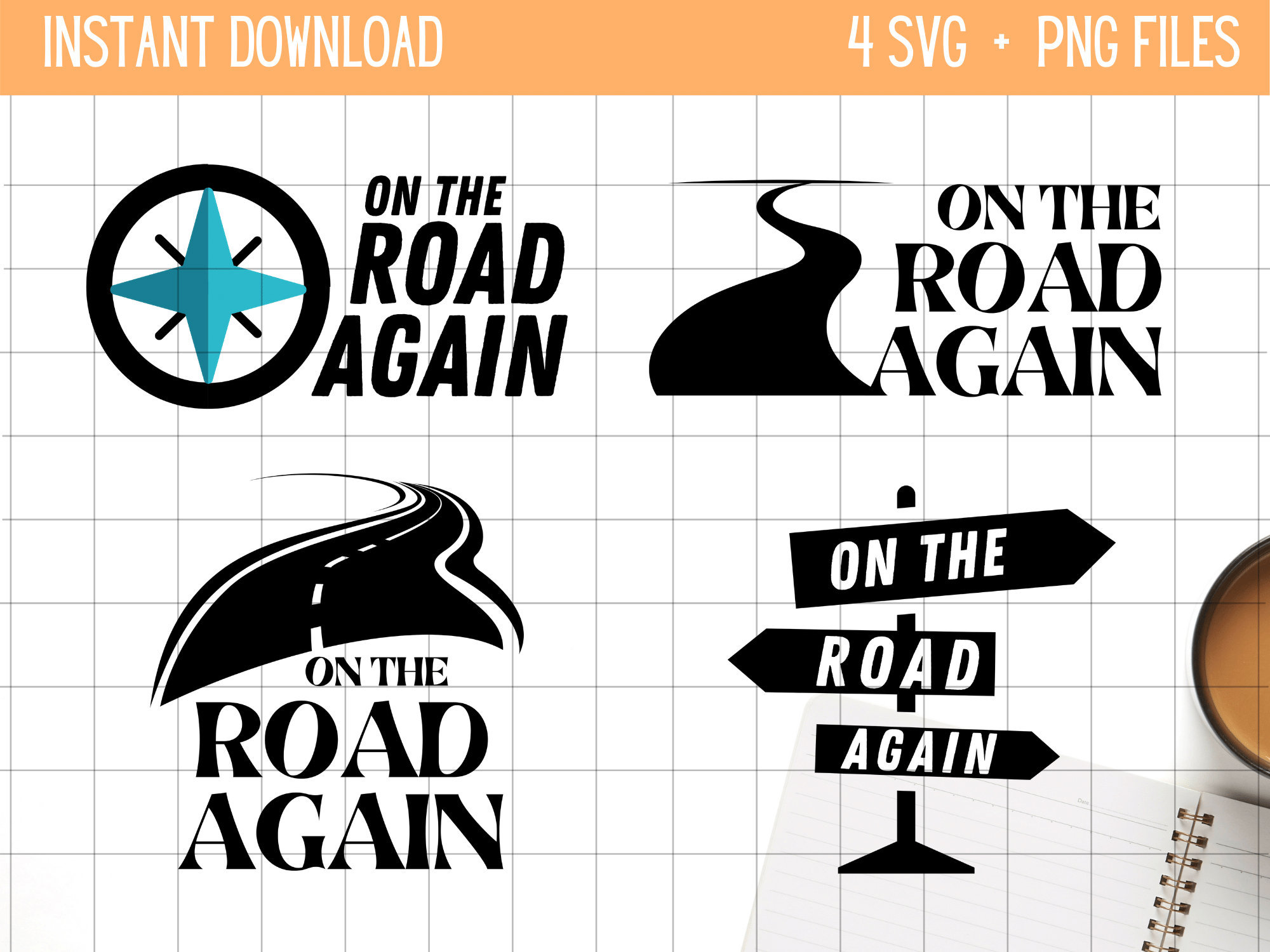 On the Road Again PNG SVG 4 Files Etsy
