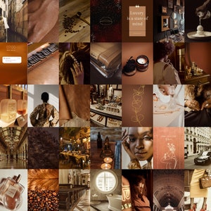 Brown Luxe Photo Collage Kit Wall Collage 50 Pcs Aesthetic room decor image 2