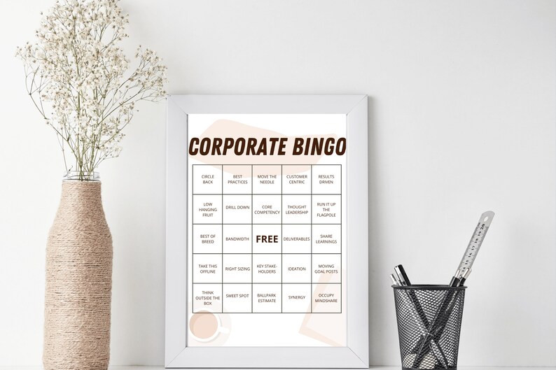 Corporate Jargon Bingo Office Wall Art Workplace Office Bingo image 8