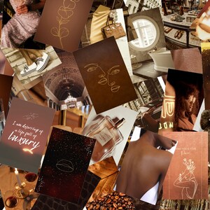 Brown Luxe Photo Collage Kit Wall Collage 50 Pcs Aesthetic room decor image 5