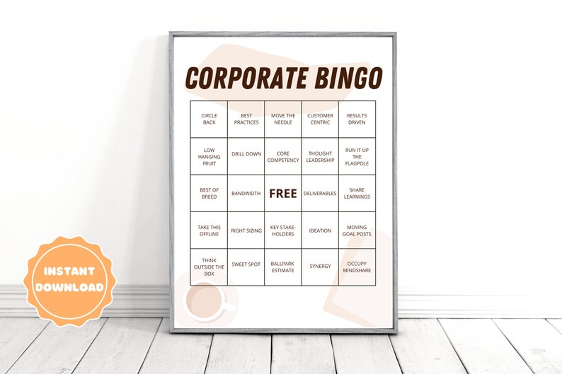 Corporate Jargon Bingo Office Wall Art Workplace Office Bingo image 1