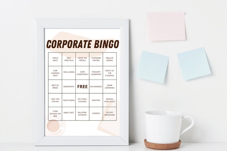 Corporate Jargon Bingo Office Wall Art Workplace Office Bingo image 7