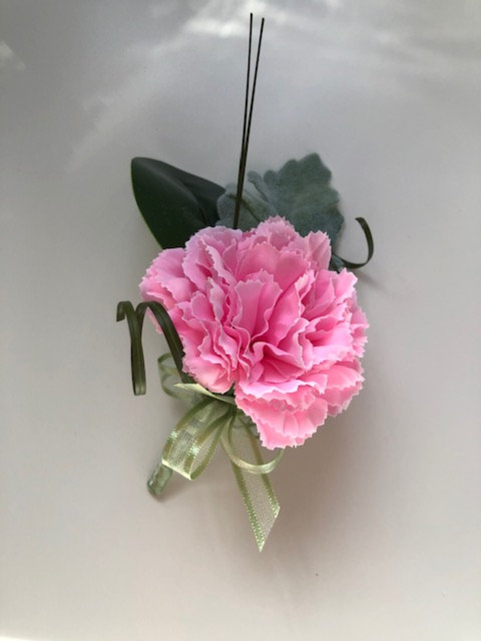 Artificial Pink Carnation Buttonhole With Bear Grass Etsy UK