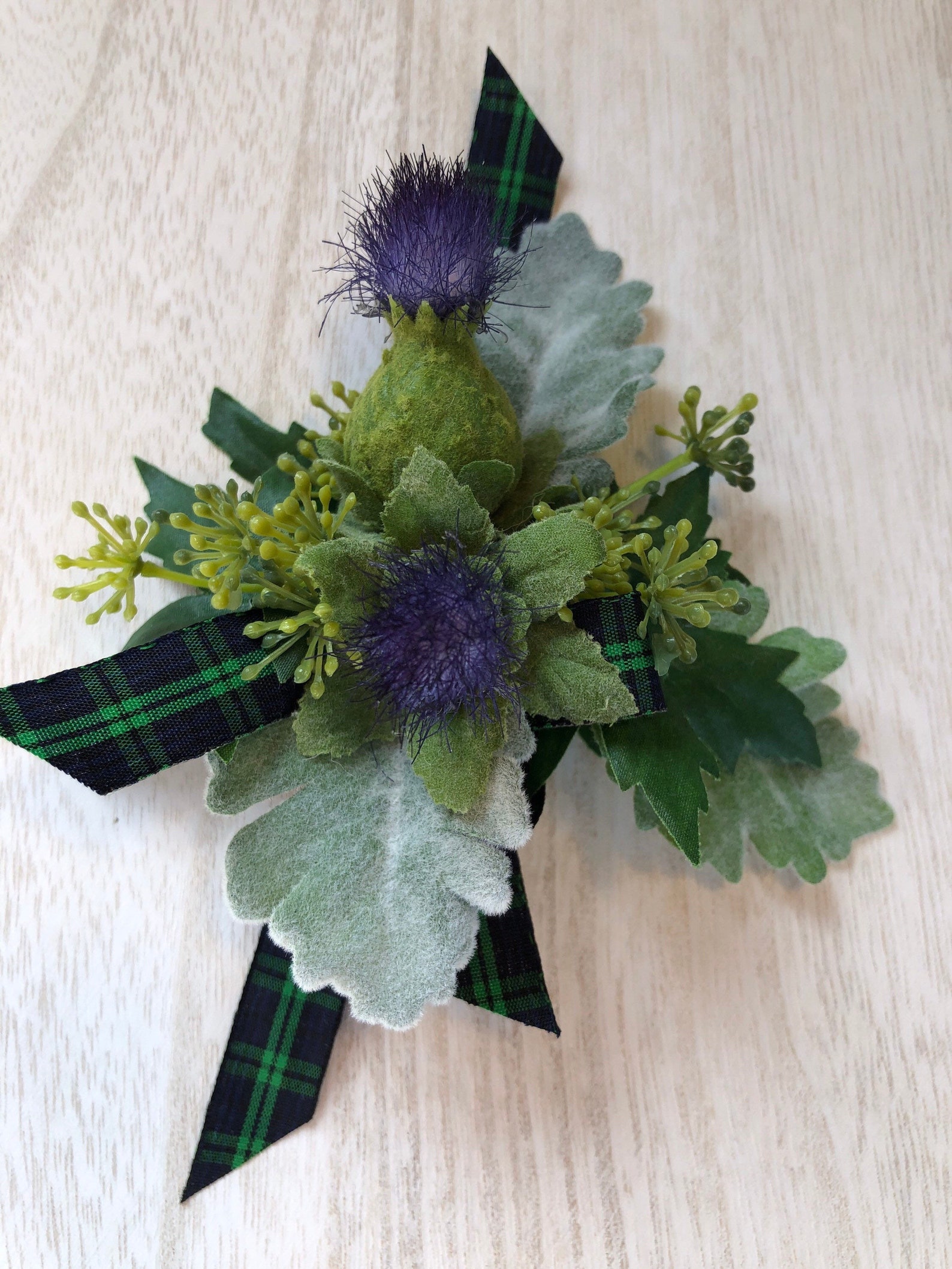 Artificial Double Thistle Buttonhole Scottish Buttonhole St Etsy