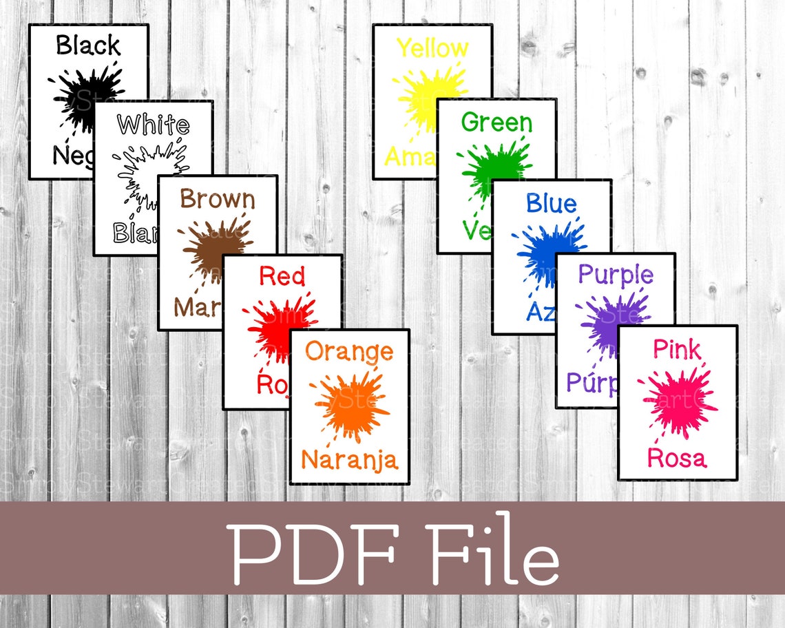 Flashcard a colori bilingue stampabili dall'inglese allo Etsy Italia