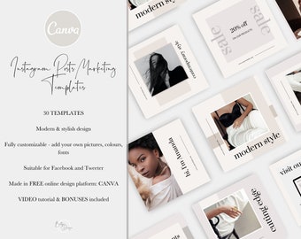 Mode Instagram-postsjablonen: luxe marketing in canva (digitale download)