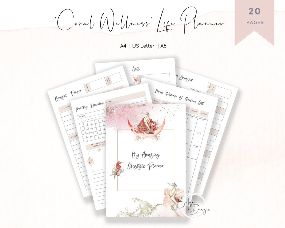 Coral Wellness, Life Planner Printables BUNDLE: Goal Planner, Budget ...