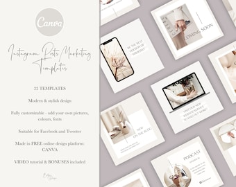Chique Instagram-postcanvasjablonen: lifestylemerken, bloggers (digitale download)