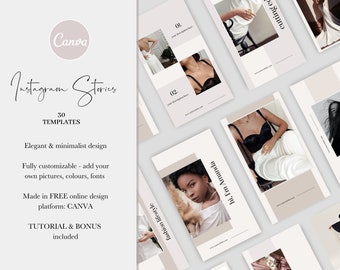 Szablony relacji na Instagramie o modzie: projekty Canva luksusowych marek (do pobrania w wersji cyfrowej)