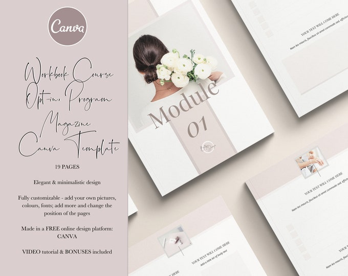 Beauty Workbook Canva Template for Luxury Brands, eCourse Worksheets Templates, Checklist, Lead Magnet, Freebie, Webinar Canva Template