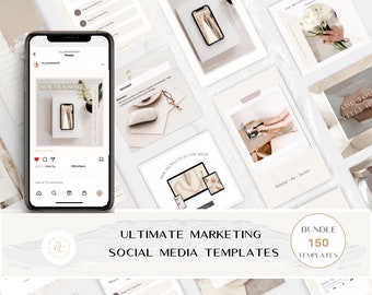 Pakiet szablonów Canva na Instagram: Marketing w mediach społecznościowych (wersja cyfrowa do pobrania)