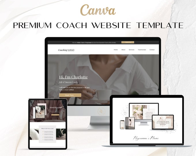 Coach Canva Website Template | One Page Website For Canva, Website for Coach, Done For You Website, Coaching Website, Canva Template