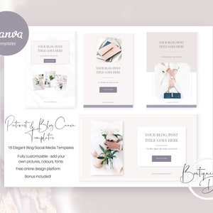 Blog & Pinterest Canva Templates - Social Media Canva Template, Blog Template, Pinterest Marketing, Instant Download, Elegant, Feminine