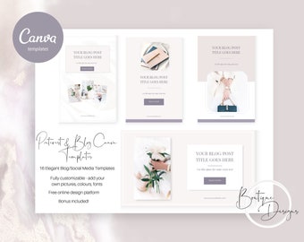 Elegant Blog & Pinterest Canva Templates: Feminine Social Media (Instant Download)