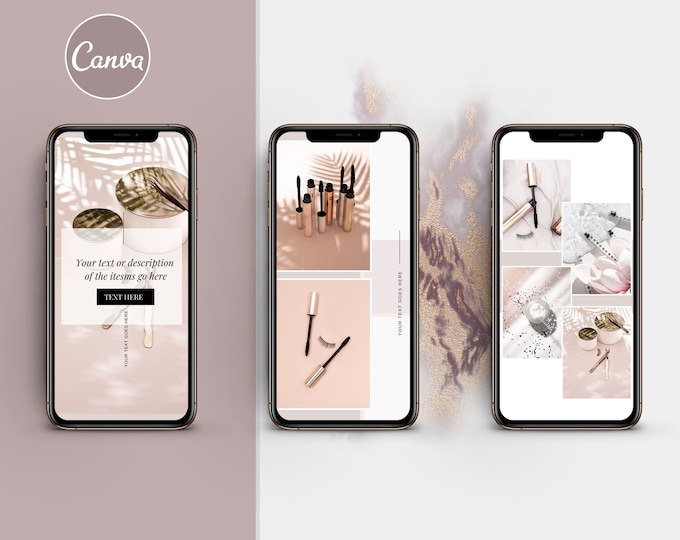 Beauty Instagram Stories Canva Templates for Luxury Brands, Beauty Bloggers and Influencers, Lady Boss Template, Blush Feminine Insta Story