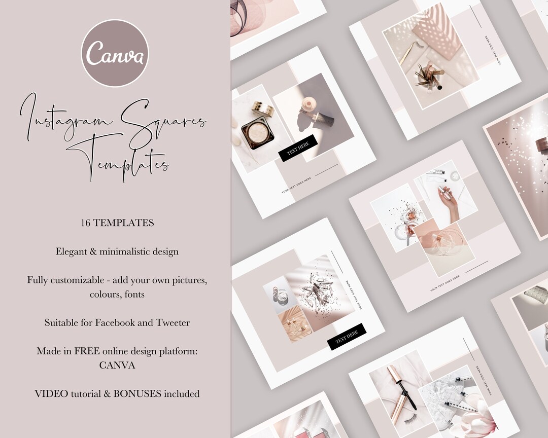 Beauty Instagram Posts Canva Templates BUNDLE for Luxury Brands ...