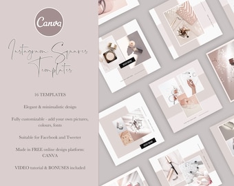 Beauty Instagram-postsjablonen: luxe merk sociale media (canva, digitale download)