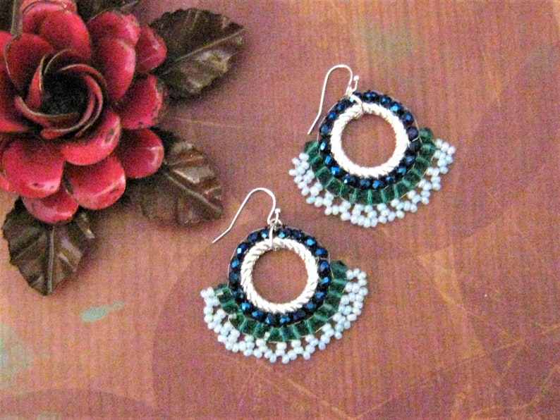 Women's trendy hand woven bead  earrings/boho chandelier image 0